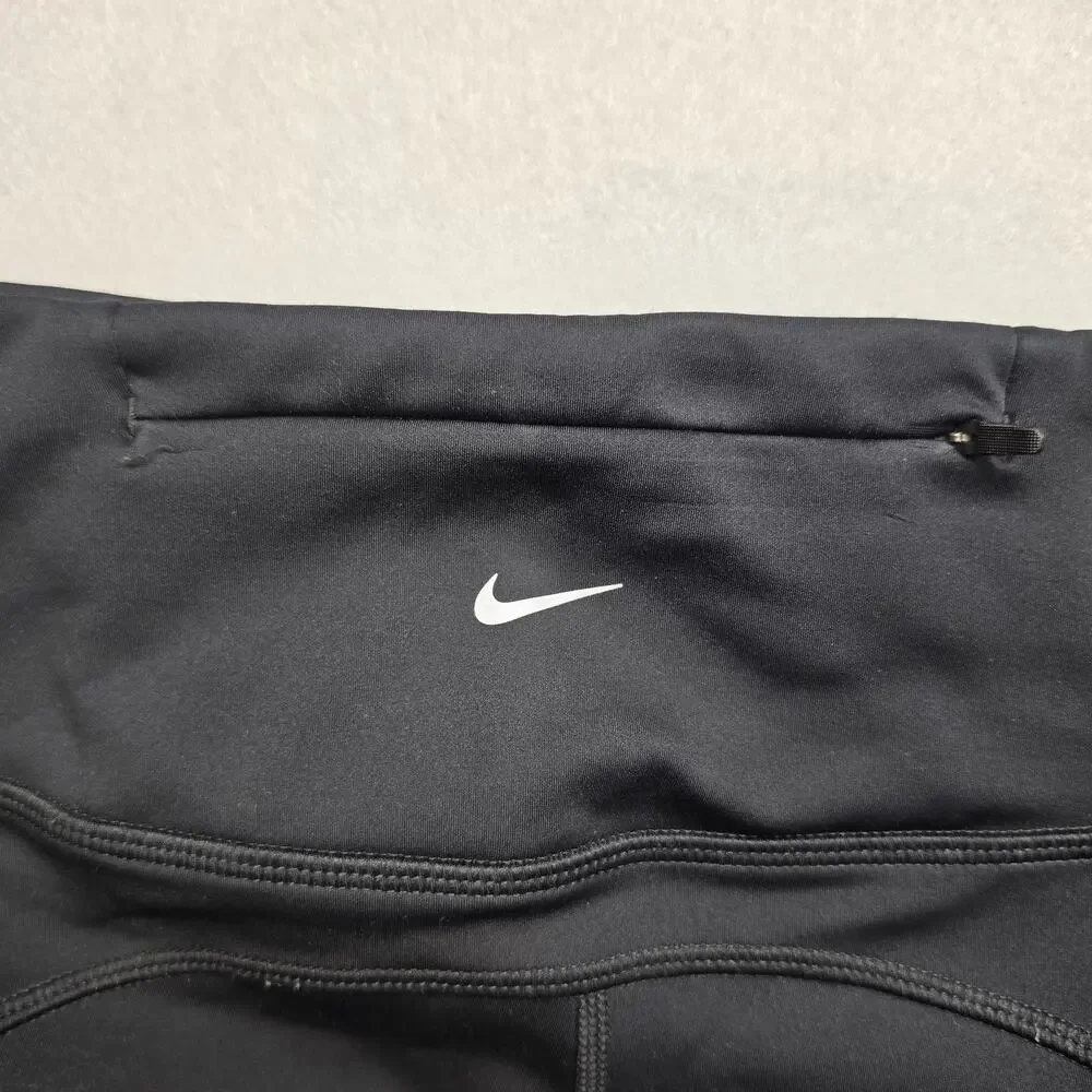 Nike Dri-FIT Womens M Running Capri Leggings Black Perforated Pockets